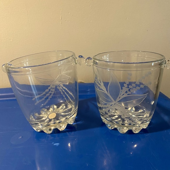 Clear Etched Glass Ice Buckets - Set of 2 - Picture 5 of 7